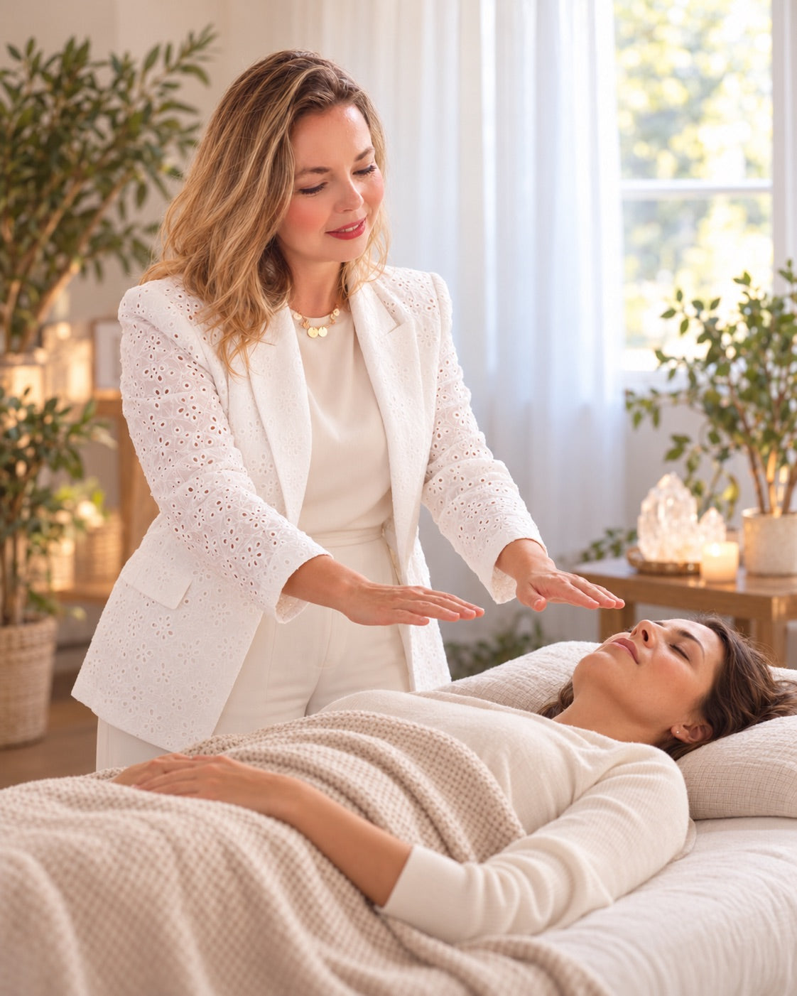 Diana giving a Reiki energy healing session